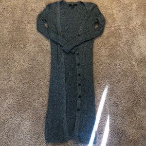 Extra long button down gray knitted cardigan
